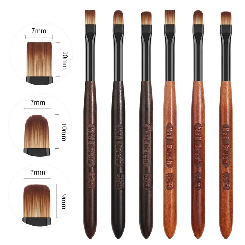 1/6PCS Acrylic Nail Brush Pen for Powder Manicure Round Wood Handle Gel Builder Brushes Tools
