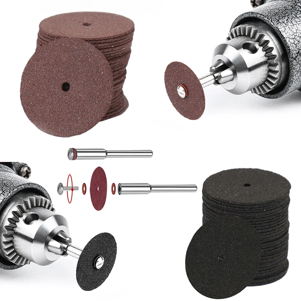 XCAN 63pcs Set Mata Potong Mini HSS, Mata Gergaji Berlian, Cakram Potong Logam, Bor Mandrel 1/8 inci untuk Alat Putar Dremel