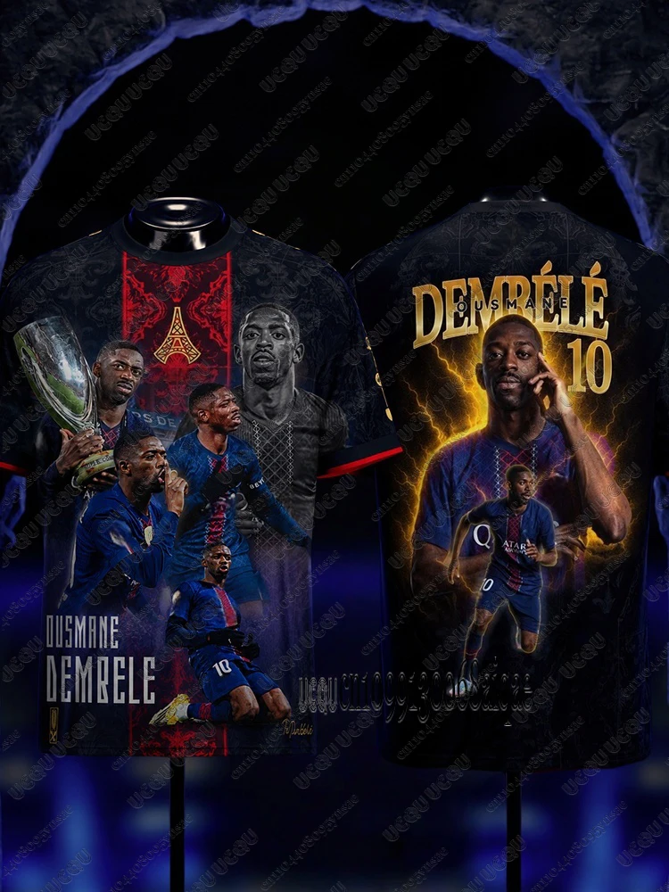 2026 Summer New Dembélé Back 2 Back Champions T-Shirt For Adults Kids Oversized Breathable Sports Tees Team Trainning Uniform