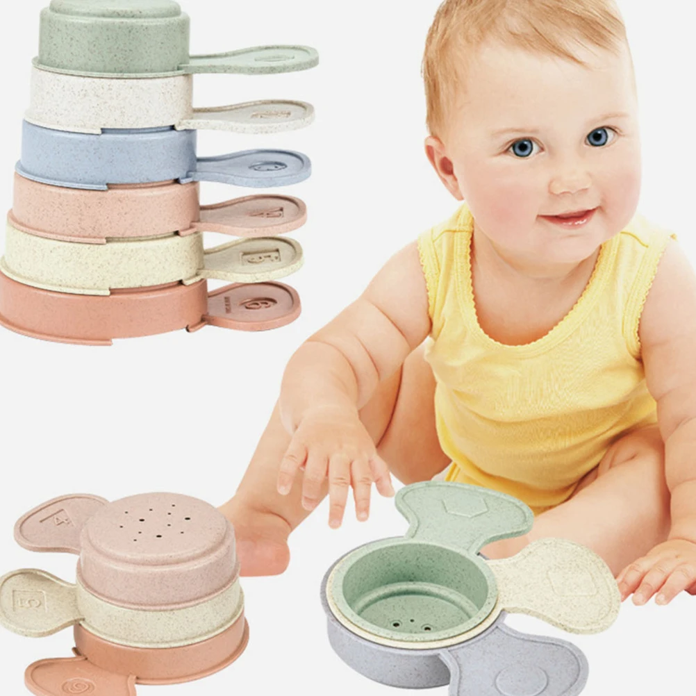 

Stacking Cups Kids Bath Nesting Set Toddler Building Toys Safe Plastic Intelligent Development Baby Toy