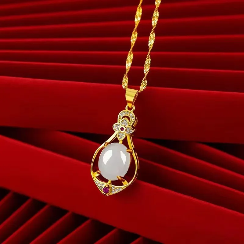 999 Vietnamese Sand Gold Pendant Necklace, Luxury Anti-fade Clavicle Chain, Elegant Jewelry Gift for Women Girlfriend