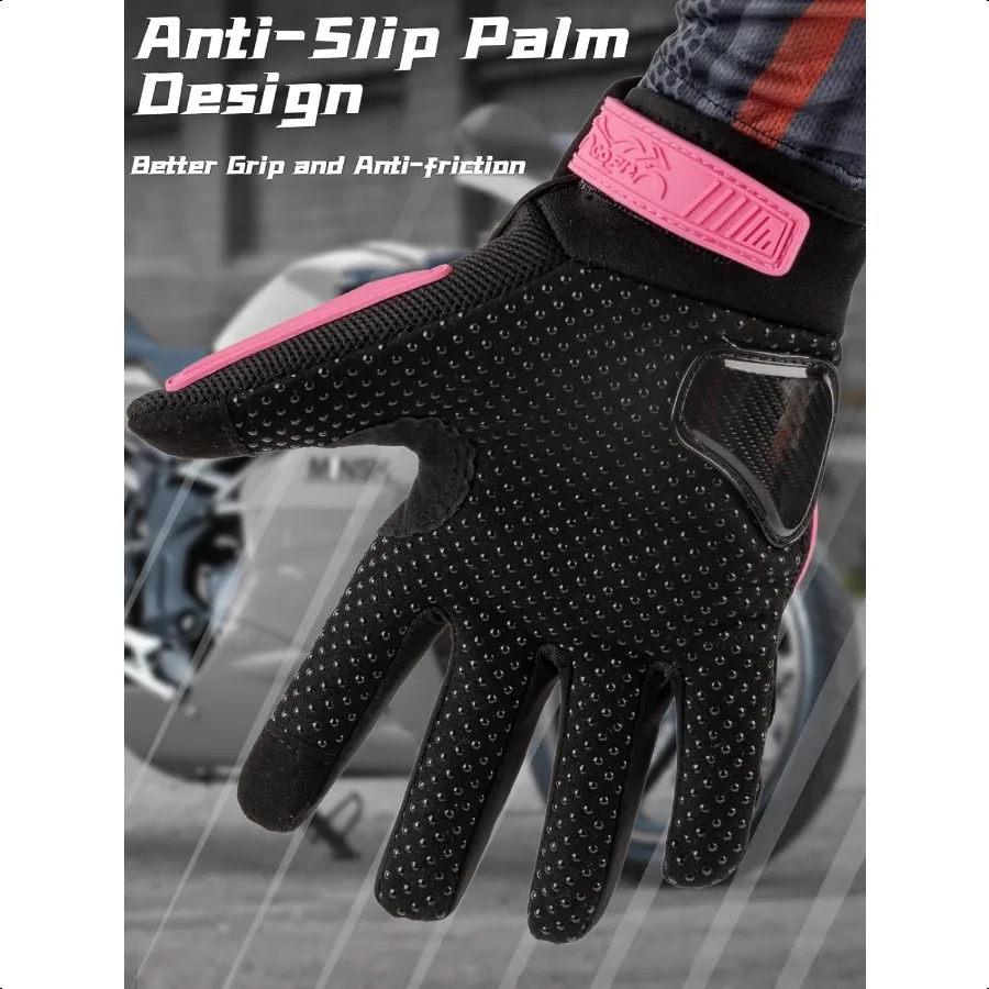 ถุงมือมอเตอร์ไซค์ตาข่ายระบายอากาศ ถุงมือป้องกันหน้าจอสัมผัสสำหรับผู้ชายและผู้หญิง สำหรับขี่ BMX ATV MTB แข่งรถบนถนน