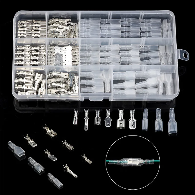 270 pcs plug-in spring plug cold pressed terminal+transparent sheathed box with male and female docking bare terminals