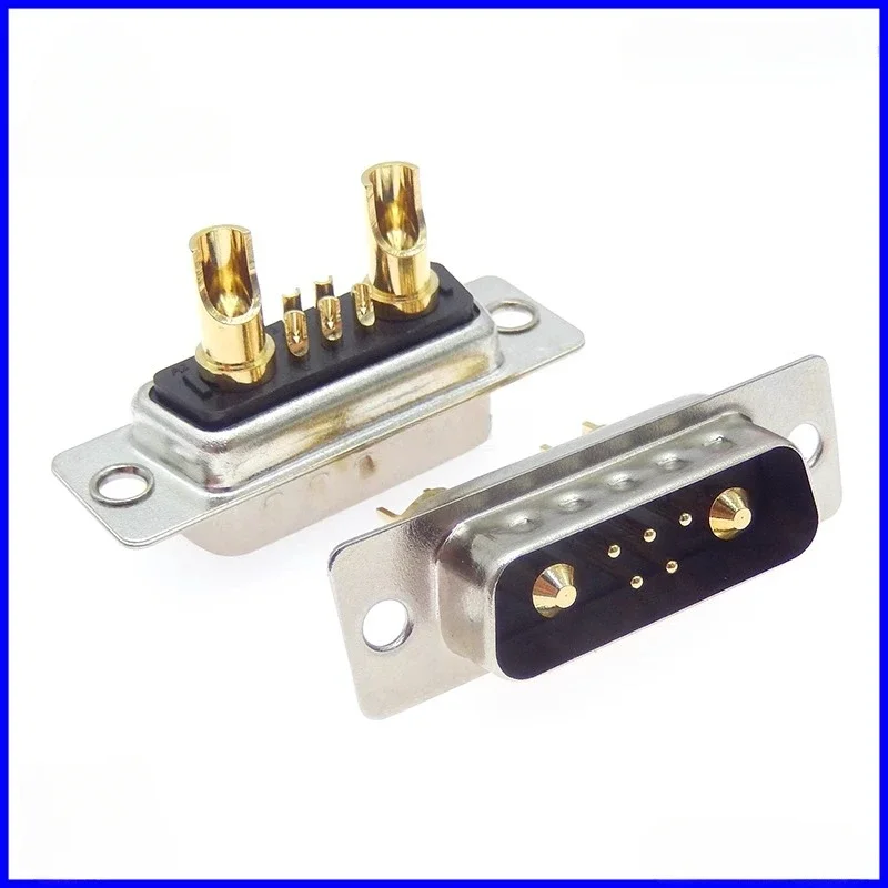 1PCS 7W2 30A Gold plated MALE FEMALE high current CONNECTOR D-SUB adapter solder type 5+2 plug jack high power 7 Power Position