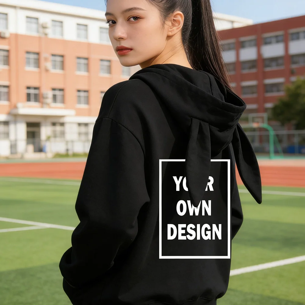 

Стильный свитшот с кроличьими ушками, худи с индивидуальным принтом, повседневная одежда, пуловер с японским узором, повседневная одежда в японском стиле