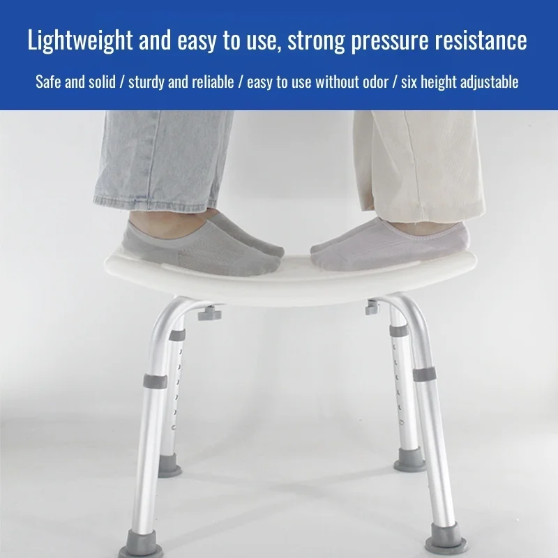 Bath Stool Height Adjustable Aluminum Alloy Shower Chair Waterproof Antislip Easy Cleaning Shower Chair for Elderly and Pregnant image 4