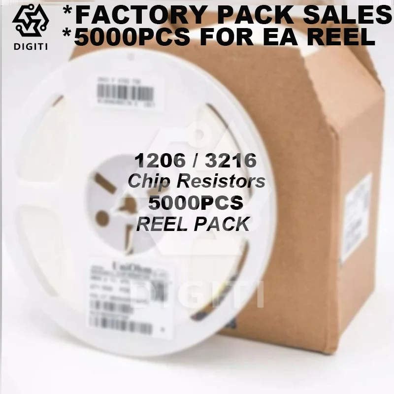 1206 المقاوم 3216 المقاوم رقاقة المقاومات SMD المقاوم 5% 0Ω ~ 10MΩ مقاومات الأغشية السميكة 125mW المقاوم 1/4W المقاوم SMD/SMT