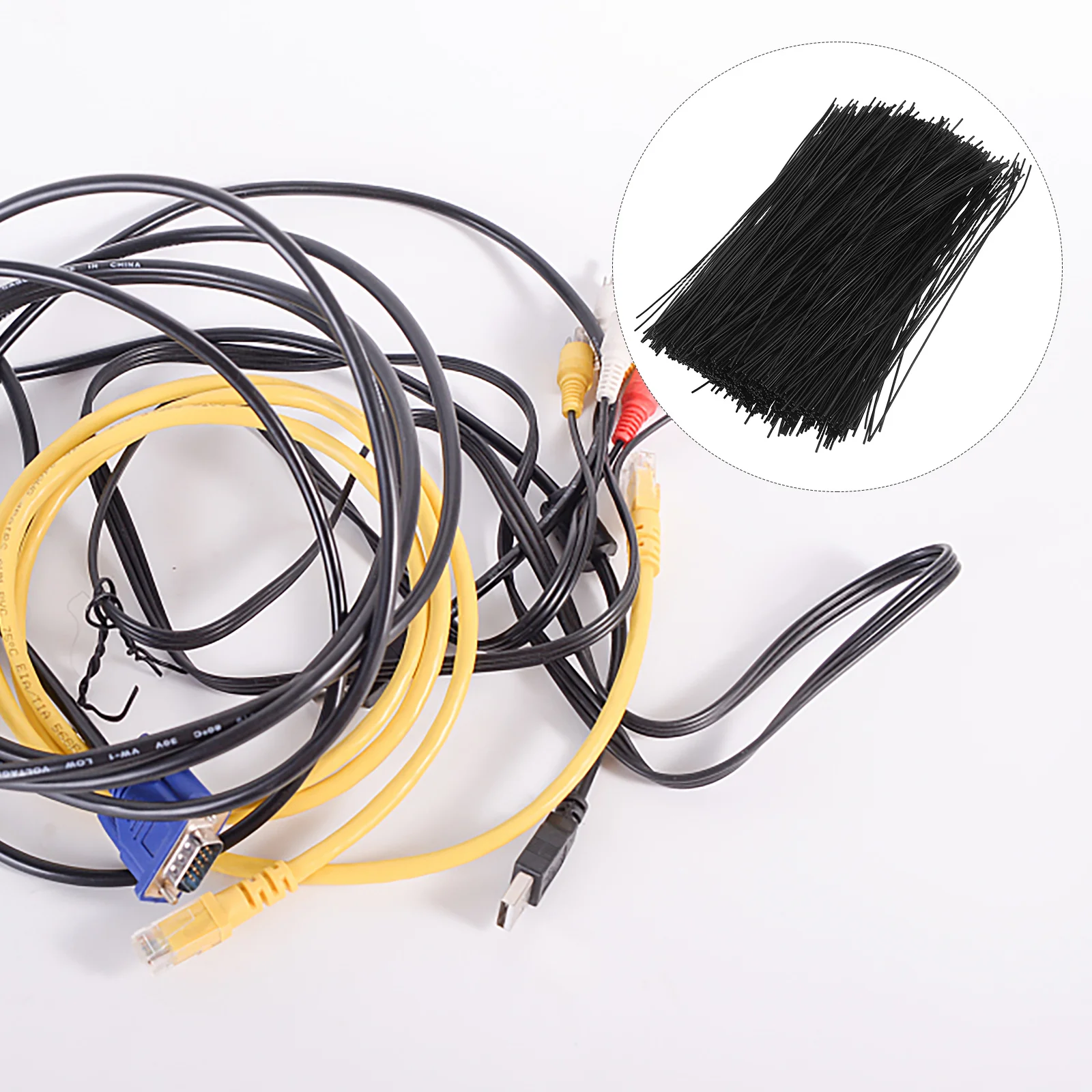 

1000Pcs Black Plastic Coated Iron Wire Ties Cable Wraps Flexible Reusable Organizer for Home Office Cord Management