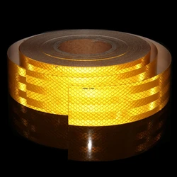 2Inch*16FT Yellow Reflective Prismatic Tape High Conspicuity Adhesive Retro Reflector Sticker Waterproof Strip For Truck Trailer