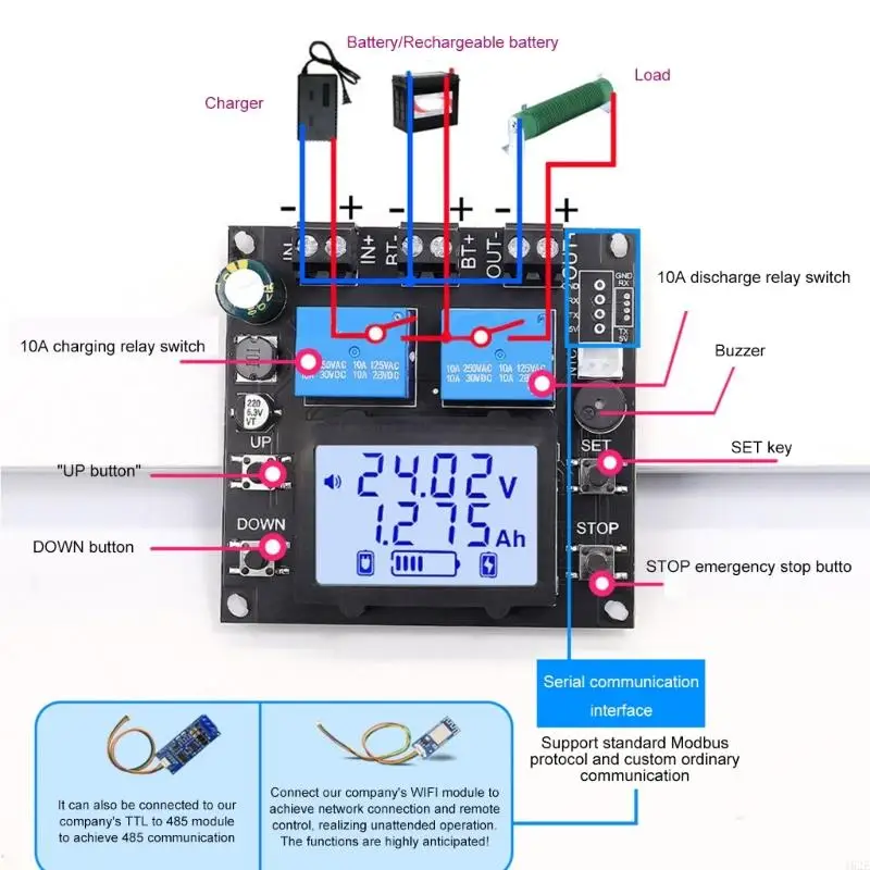 

462E Многофункциональный модуль защиты аккумулятора 10А, токовая емкость, ЖК-экран, мониторинг, предотвращение разрядки, 10 В В