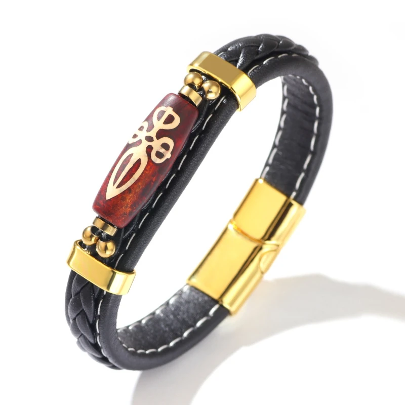 DIY handgewebte Tianzhu tibetische blaue Lederarmbänder Legierung Retro ethnischen Stil Männer personalisierte Armband Modeschmuck – Detail 8