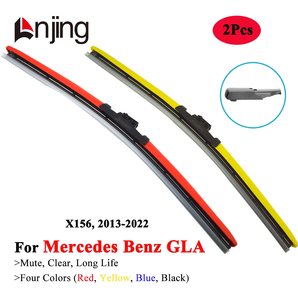 LNJING Colorful Wiper Blades For Mercedes Benz GLA X156 GLA180 GLA200 GLA220 GLA250 GLA45 AMG 2013 2014 2015 2016 2017 2018 2019