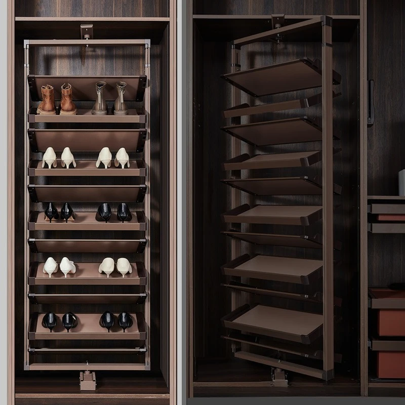 360 Degrees Rotary Shoes Shelf  8 Layers Metal Rotating Shoe Organizer Rack for Wardrobe Cabinet Dustproof Shoe Cabinet