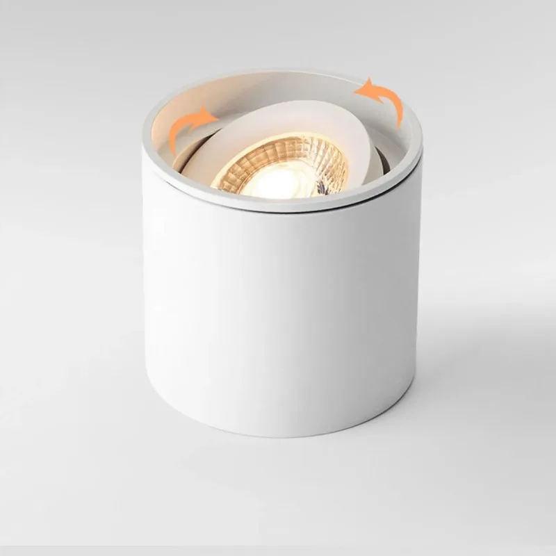 Circular LED Spotlight with Anti Glare and Adjustable Angle Ceiling Surface Mounted Tube Lamp Household for Balcony Living Room