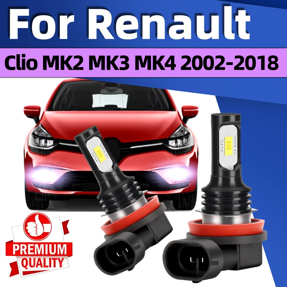 

2 шт. светодиодные противотуманные фары для Renault Clio MK2 MK3 MK4 2002 2003 2004 2005 2006 2007 2008 2009 2010 2011-2018 противотуманные фары Canbus 12V