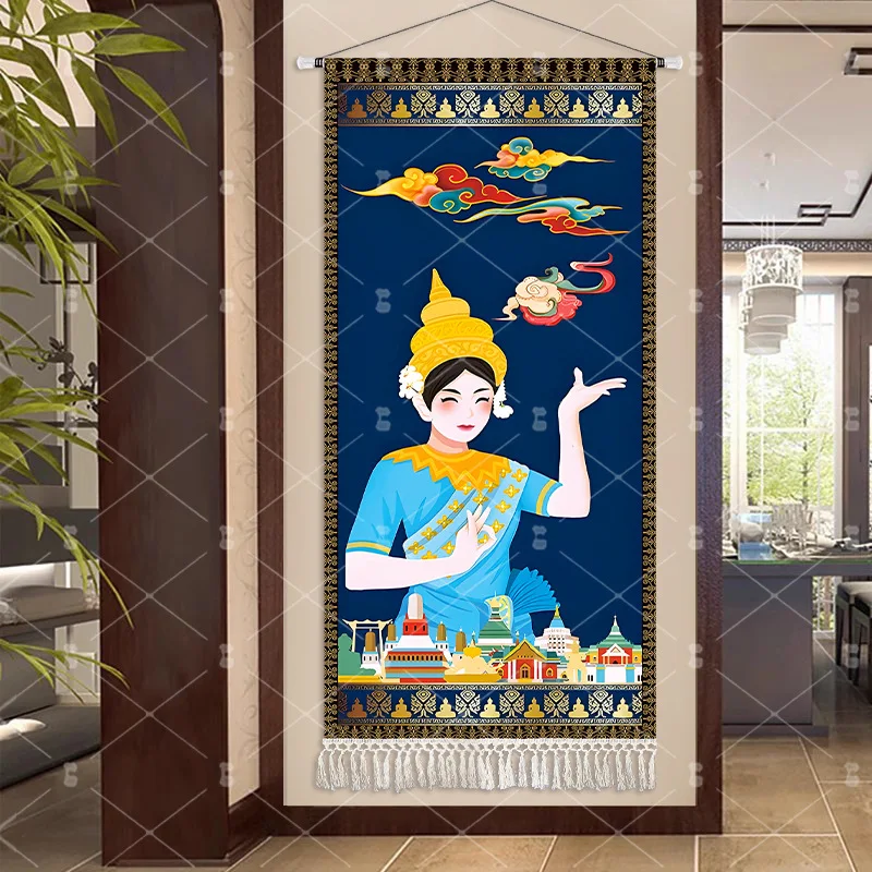South East Asia Style Fabric Yoga Studio Classroom Wall Painting Pilates Gym Wall Decoration Hanging Cloth