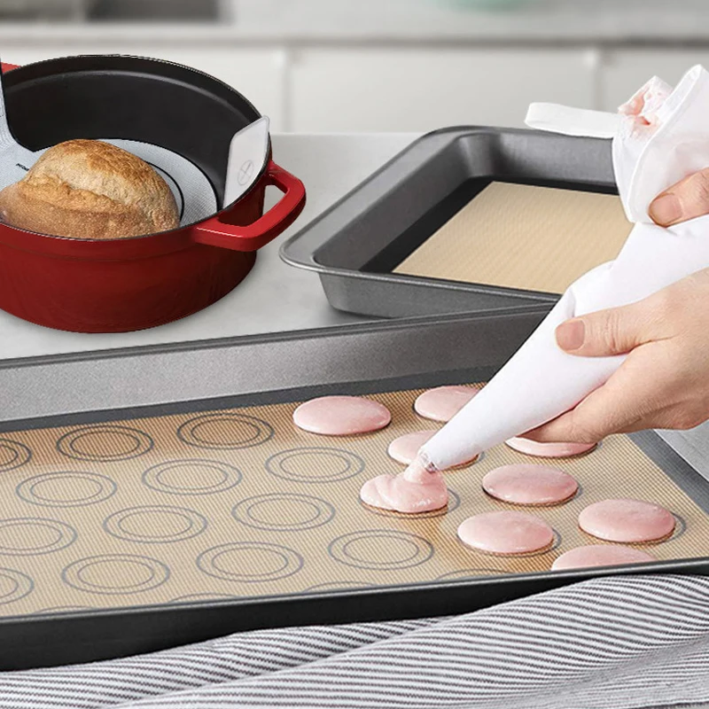 1Pc 42x29.5cm Silicone Baking Mat For Oven With 30 Circles Non Stick Heat Resistant Bakeware Sheets For Baking Cookie Macaron
