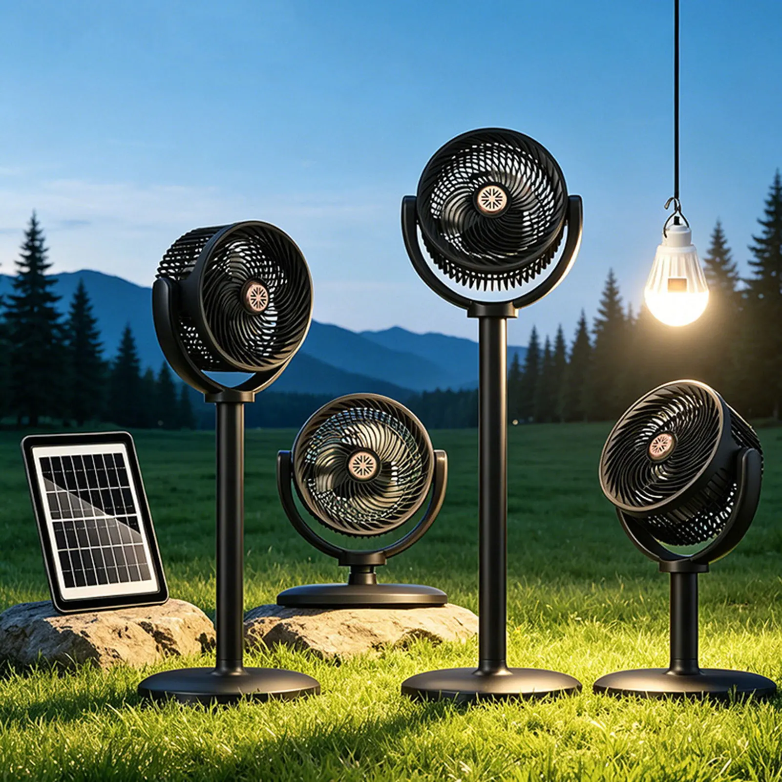 Modern Air Circulator Fan 5 Speeds Adjustable Height Quiet Portable Pedestal Stand Fan USB-C for Home Bedroom Office RV Camping