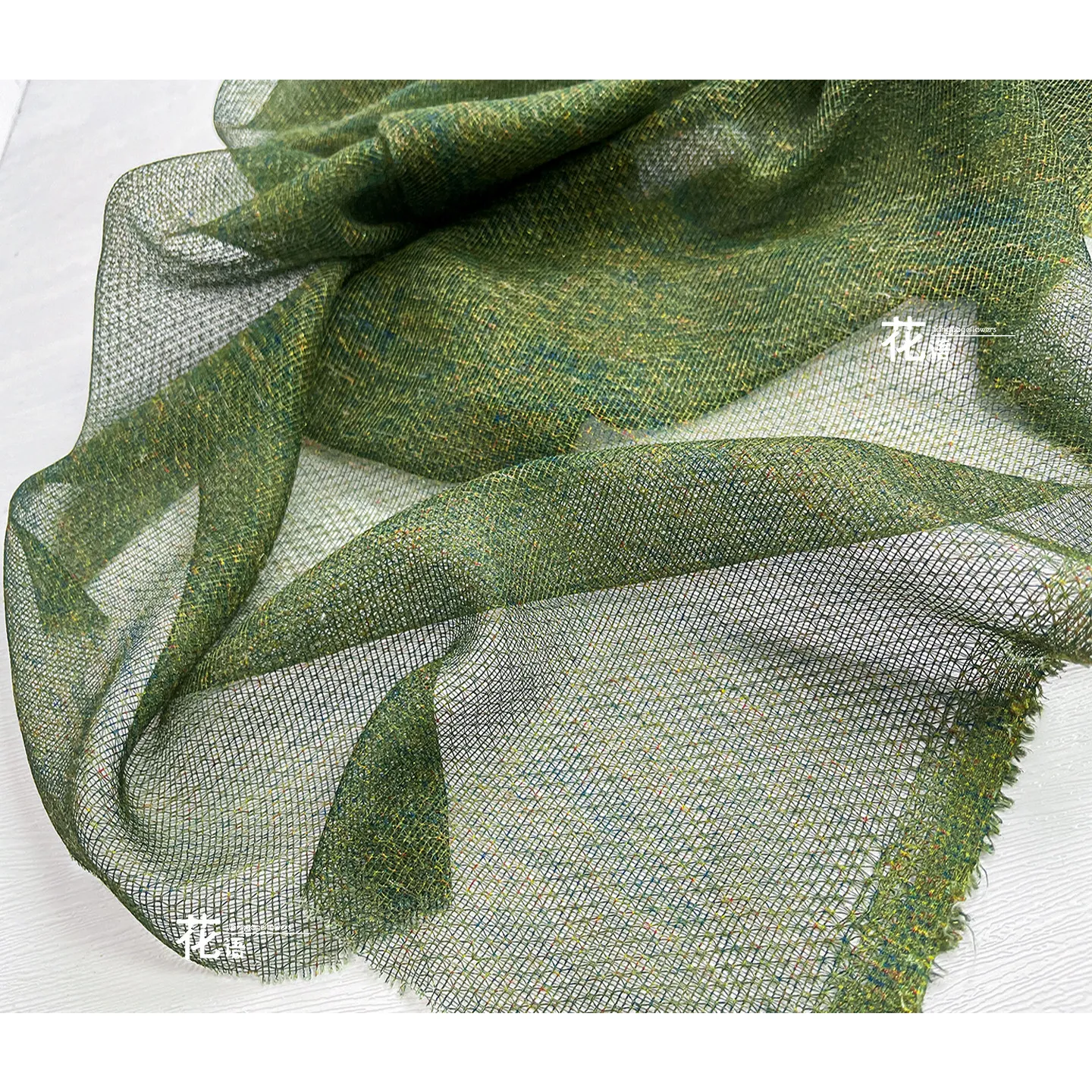Tecido de linho verde vintage, - Vintage Sewing Textile avaliação e preço