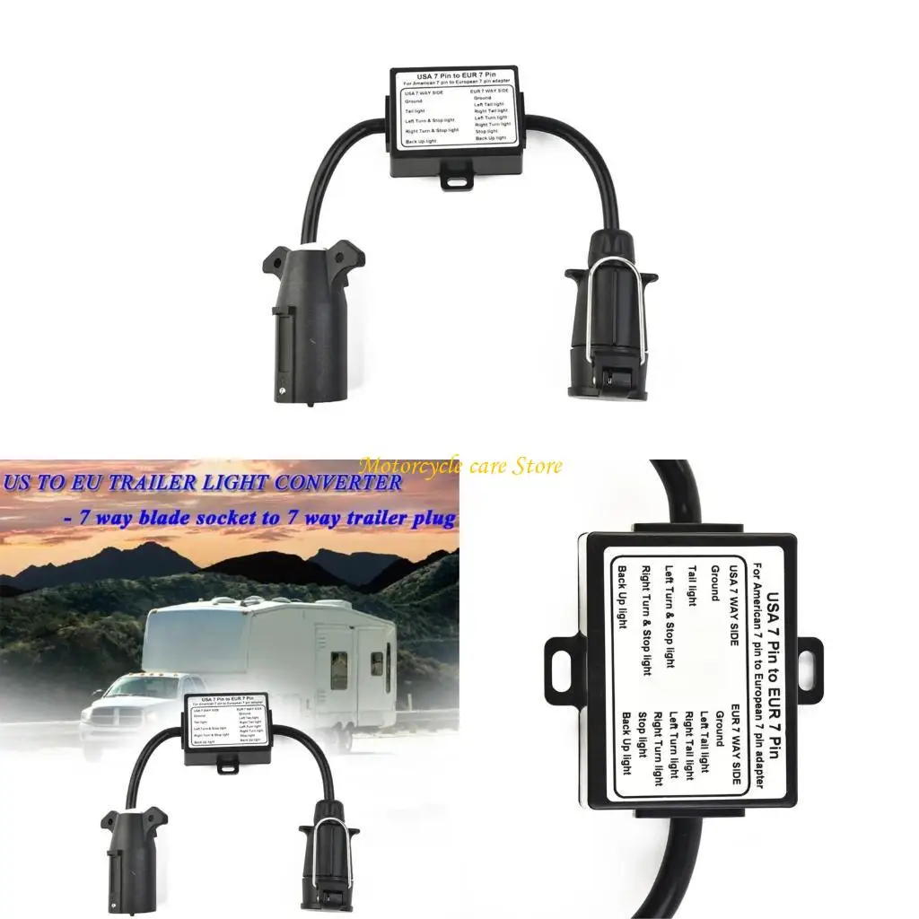 

U75F US Vehicle Blade Socket to EU 7Pin Round Plug Connector Easy Installation