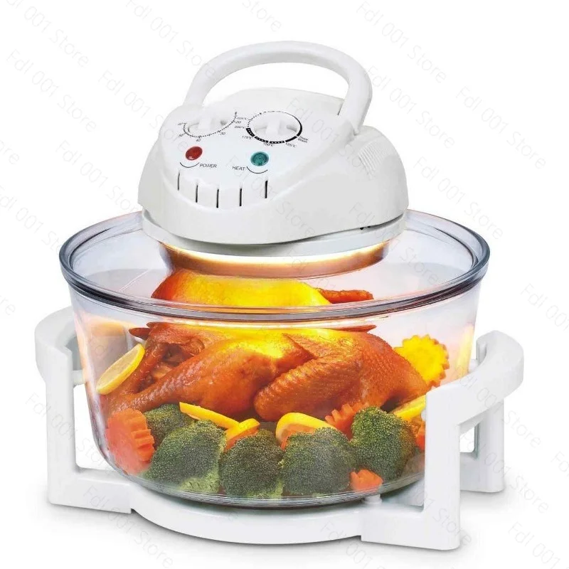 12L Glass Lightwave Air Fryer Oven Hot Air Circulation Cooker for Chicken Chips Baking