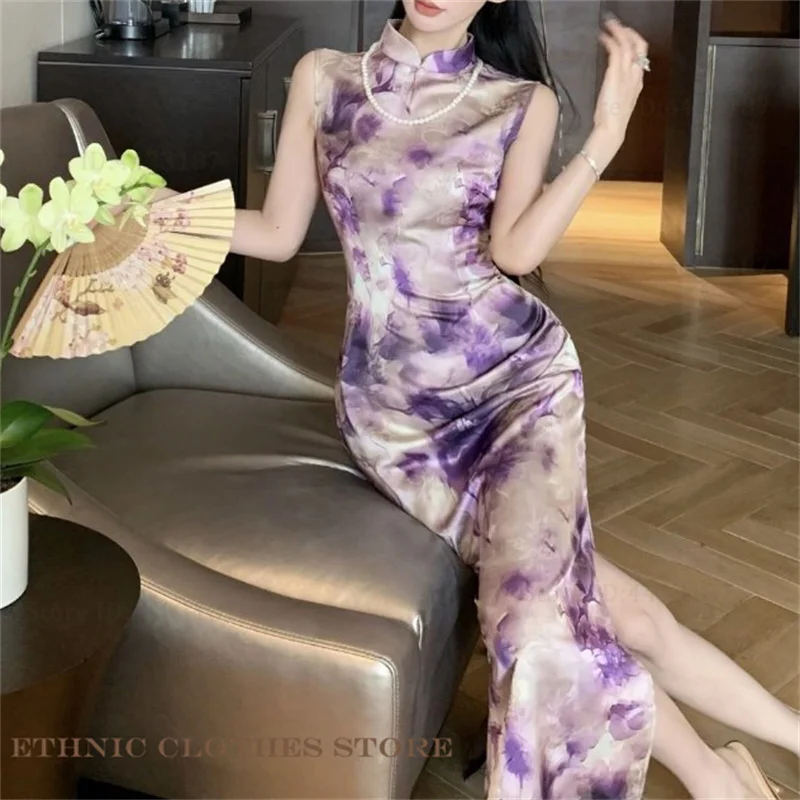 New Chinese Style Qipao Women Off Shoulder Cheongsams Sexy Improved Chinese Dress Long Female Vestidos Vintage Classic Dresses