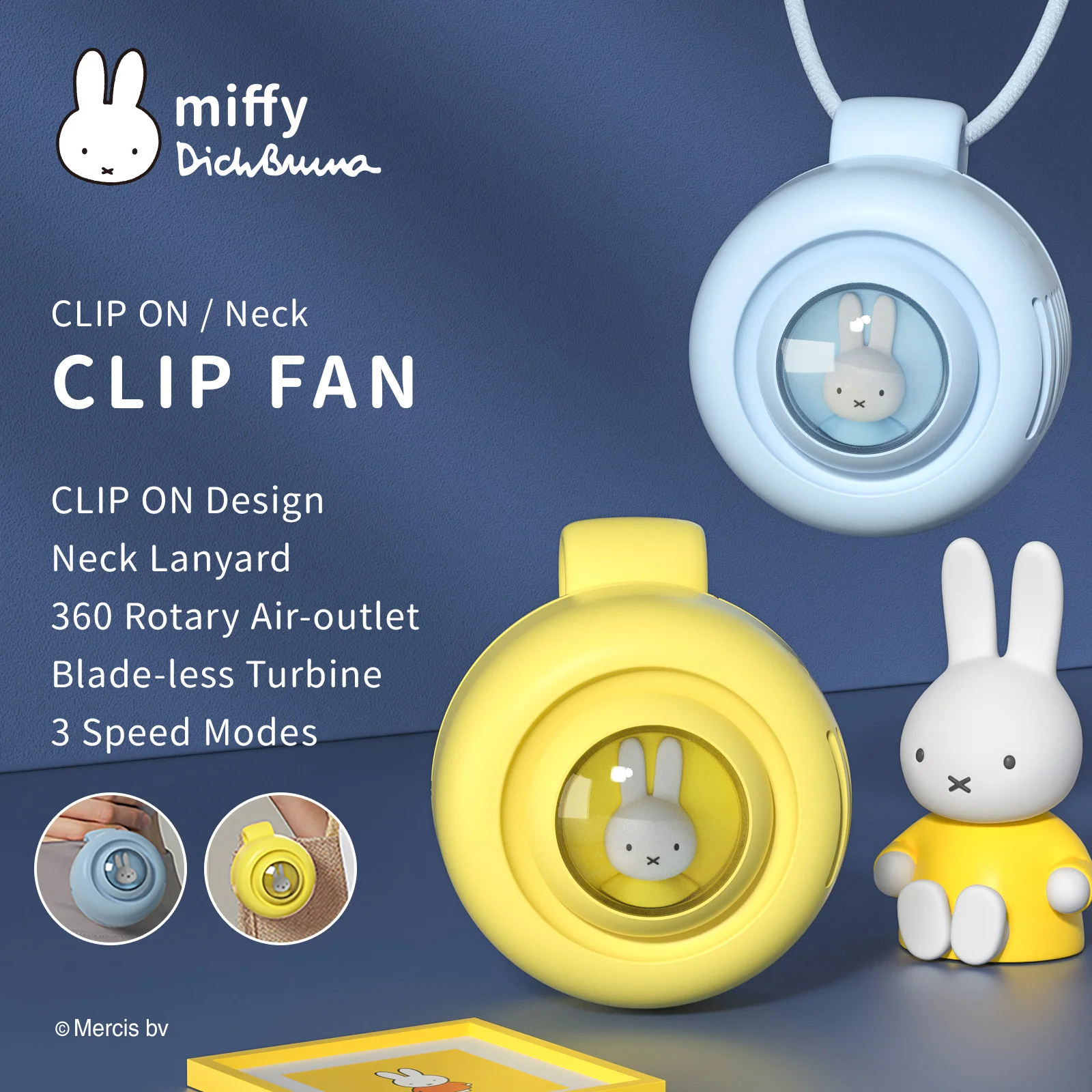 Miffy X MIPOW Portable USB Fan Clip-On Fan Cooling Personal For Office Household Traveling Summer Cooler Air fans kawaii style