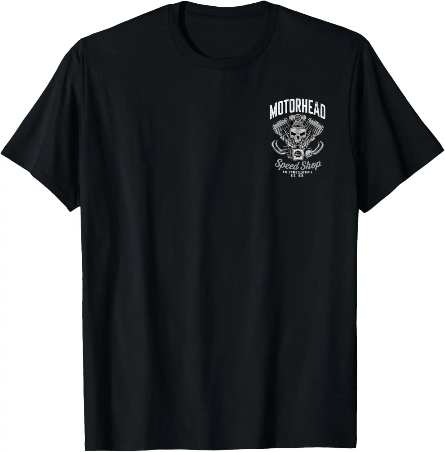 Skeleton Motor Head Speed Shop Hot Rod Mechanic Car Lover T-Shirt 100% Cotton Trendy Y2K Short-Sleeve Tee-Soft, Quick-Drying,