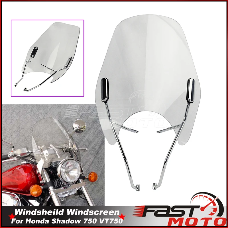 

Motorcycle Front Fairing Windshield Screen Wind Deflector Shield W/ Mount Bracket For Honda Shadow 750 VT750 VT750C VT750DC ACE