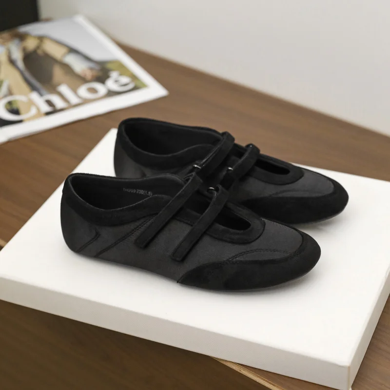 カジュアルバレエフラットシューズ-レディース-メリージェーン-レッド-インヒール-フラットソール-シングルシューズ-マジックテープ-レジャー-春-2025