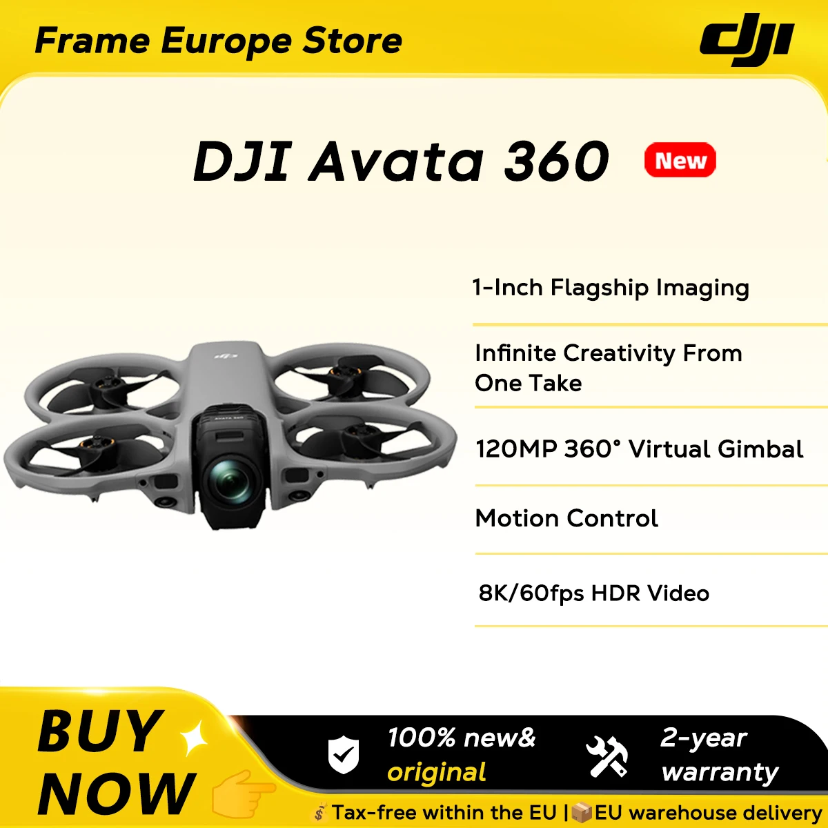 Nouveau drone DJI Avata 360 avec capteur 1 pouce, drone panoramique 8K HDR, mode objectif unique 4K, portée de 20 km, transmission 4G améliorée, FPV