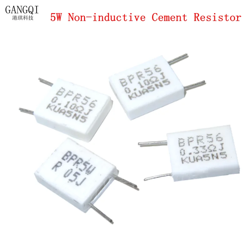 10PCS BPR56 5W 0.1 0.15 0.22 0.25 0.33 0.5 ohm Non-inductive Ceramic Cement Resistor 0.1R 0.15R 0.22R 0.25R 0.33R 0.5R