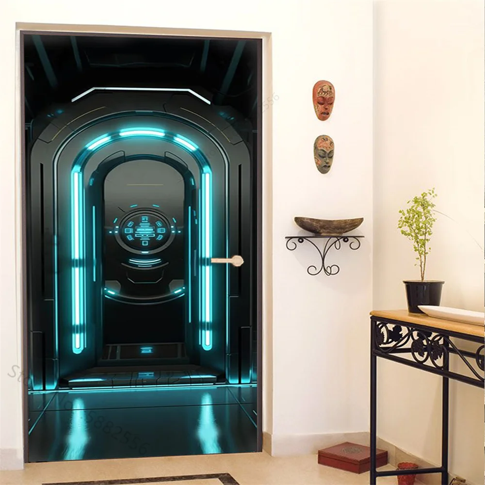 PVC Self-Adhesive Waterproof Door Sticker Modern Simulation Door Mural Wallpaper Living Room Study Home Decor Art Door Poster - view 3