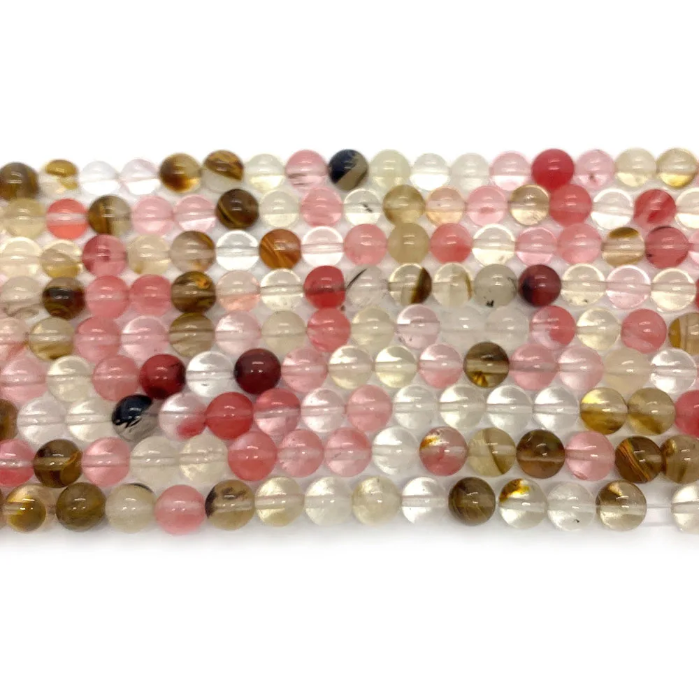 Natural Stone Loose Beads Round Watermelon Crystal Beads for Jewelry DIY Making Bracelet Necklace 6mm8mm10mm Beaded Accessories