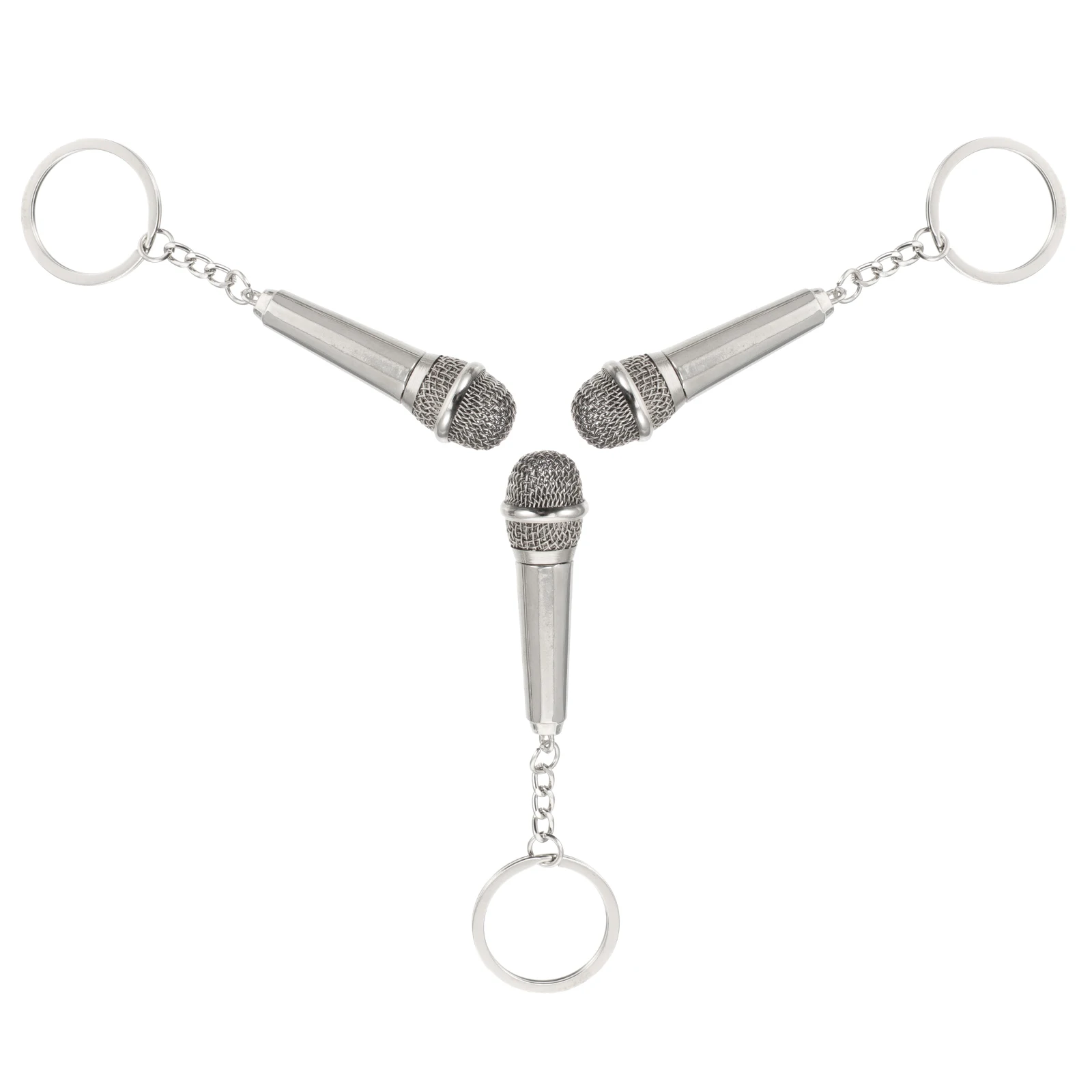 

3pcs Alloy Durable Music Decor Creative Rings For Key Microphone Key Ring Decor Men Bag Hanging Microphone Keychains Pendant