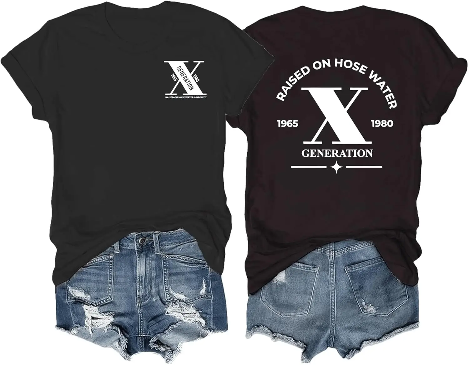 Generation X Shirts Gen X Shirt Raised On Hose Water and Neglect T-Shirts Vintage Original Parts Funny Tee Graphic Tops