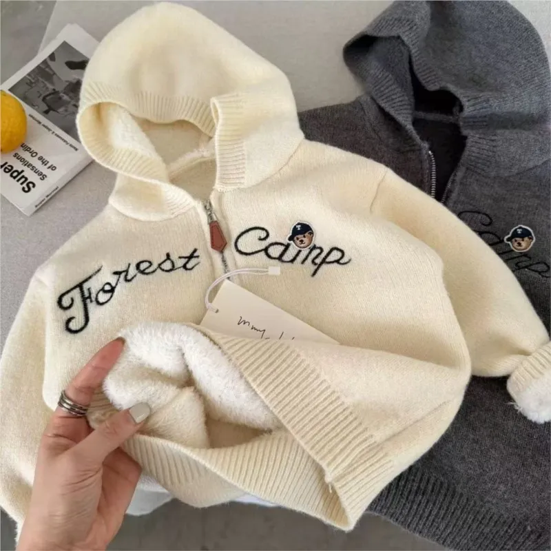 موضة طفلة الصبي مقنعين هوديي الصوف داخل الرضع طفل رضيع سميكة البلوز ربيع الخريف ملابس الطفل غير رسمية 1-10Y #3