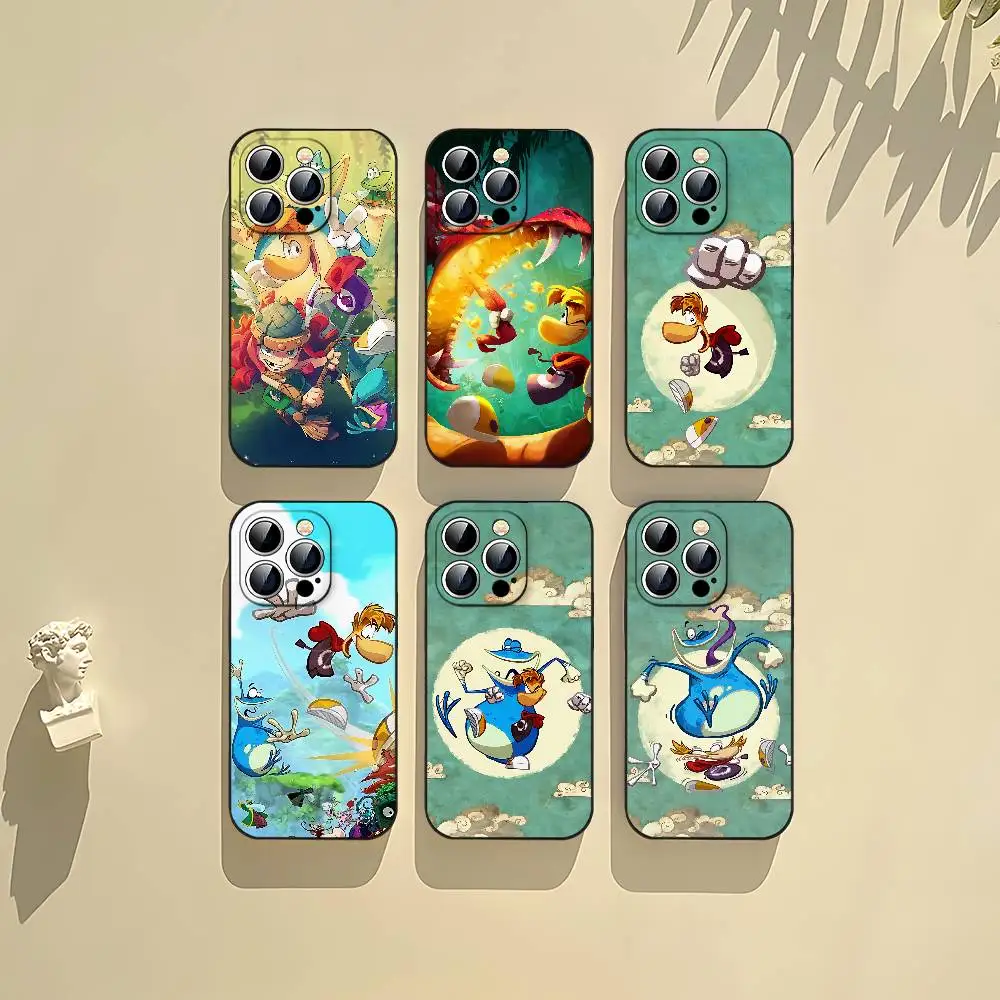 Funda para Teléfono Game R-Rayman Legends Negra Compatible con iPhone 17, 16, 15, 11, 13, 14 Pro Max, Plus, X, Xr, Xs Max, 13 Mini