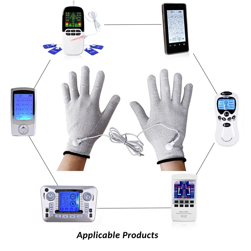 Conductive Silver Fiber Gloves Wrist Pad Sock for Tens Pulse Machine Therapy Cable Physical Therapy Tool Accessories