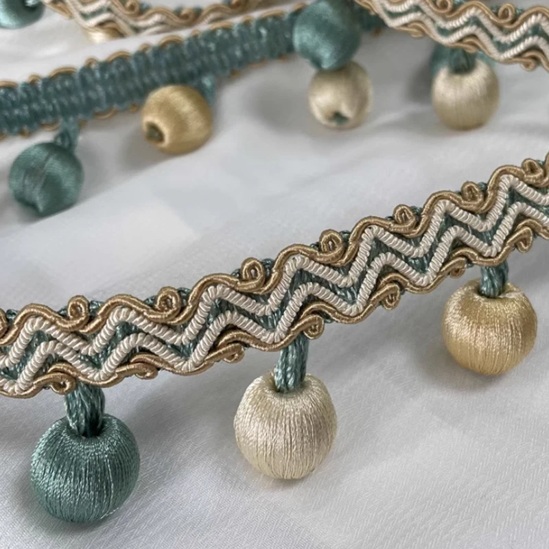1/2/3M European Style Tassel Fringe Pom Pom Ball Curtain Beads Sofa Tablecloth Accessories Lace Trim Diy Upholstery Decor