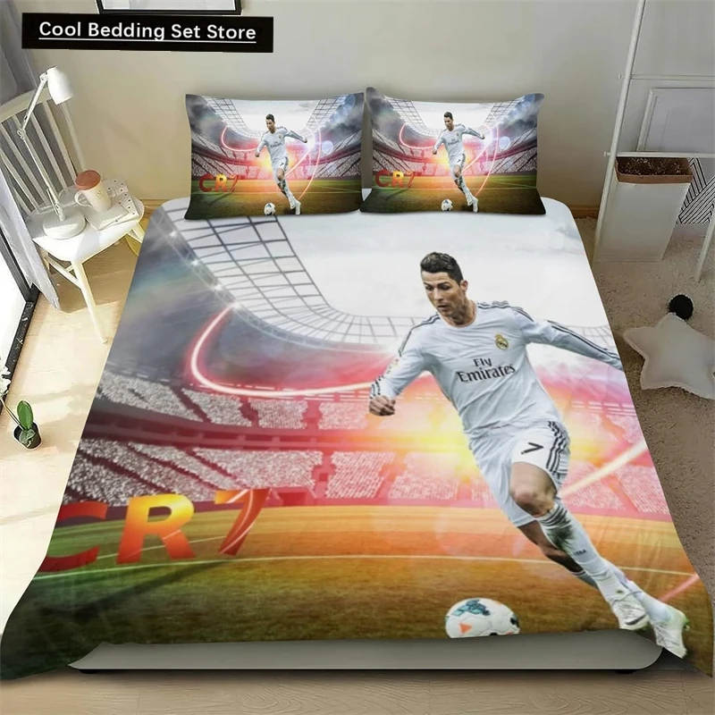 

2/3 Pcs Set CR7 Bedding Set Football Star Duvet Cover Lightweight Comfortable Soft High Definition Printing Room Decoration Gift