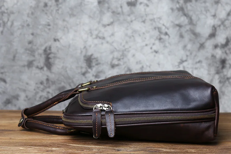 NZPJ Vintage handgefertigte Leder Herrenhandtasche Oberschicht Rindsleder Große Kapazität Business Computertasche Herren Schulter Diagonaltasche – Detail 9