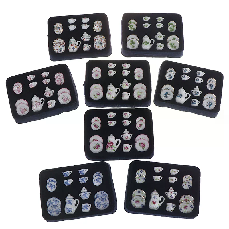 Vaisselle Miniature pour maison de poupée 1:12, 15 pièces, ensemble de tasses à thé en céramique et porcelaine, jouets