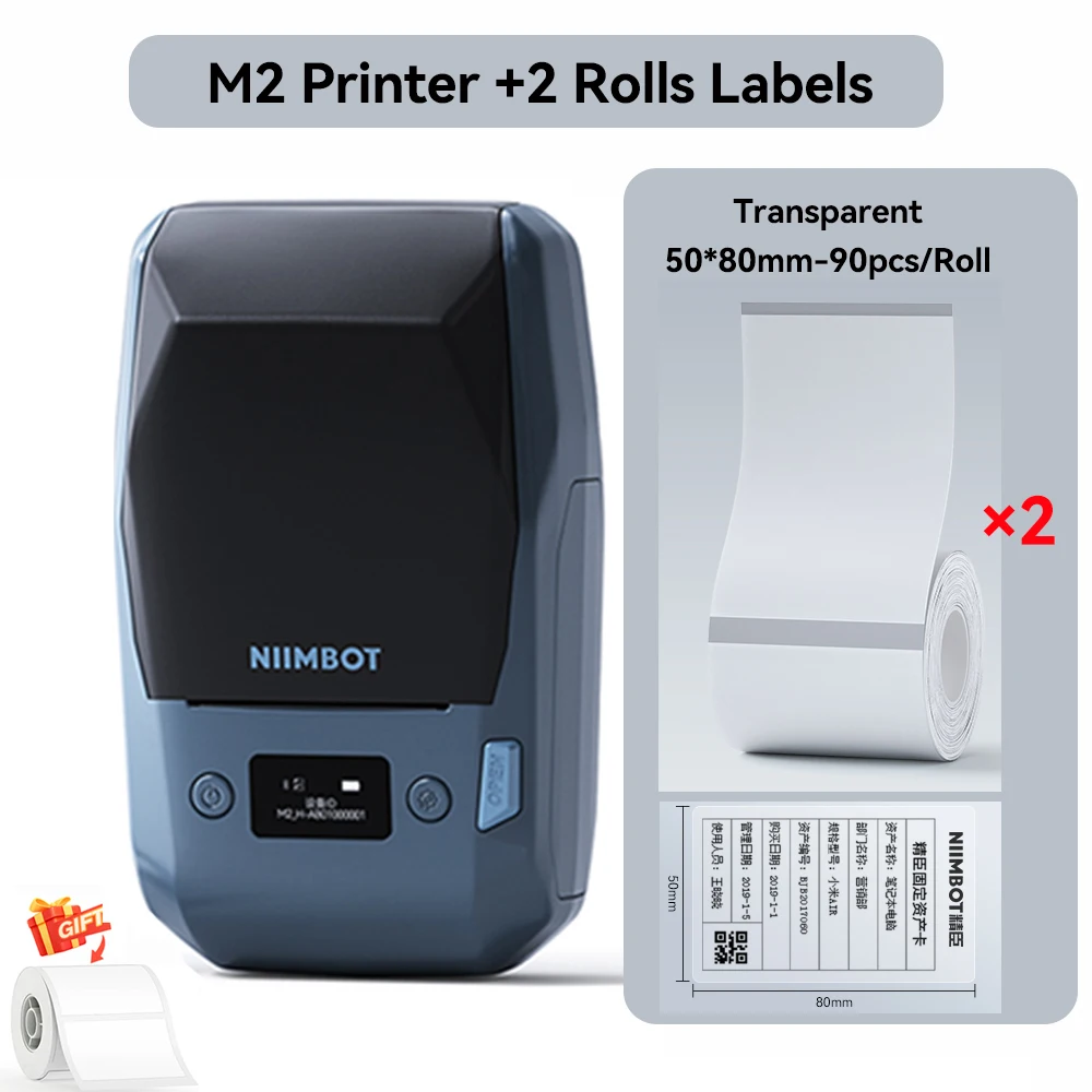 Niimbot M2 Thermische Transfer Labelprinter 300 DPI High Definition Draadloos 20-50 mm Printbreedte Label Maker Ondersteuning Telefoon/PC