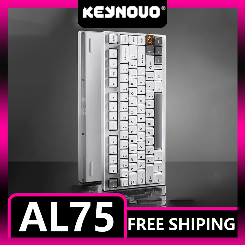 

Keynouo AL75 Keyboard Aluminium 3 Mode 2.4G Bluetooth Wireless Gasket RGB Hot Swap E-sports Keyboard PC Accessories Gamer Gifts