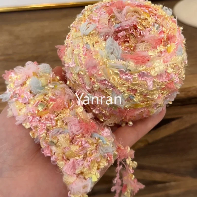 100g Rose-colored Fluffy Hand-mixed Yarn Soft and Fuzzy Characteristic Yarn Hand-woven Scarf Bag Hairband Woven Yarn Ball