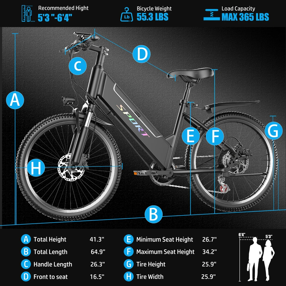 ASKGO Electric Bike for Adults, 750W Peak Ebike, 48V 10.4Ah Removable Battery, Up to 28 MPH & 55 Miles Range, 26 Inch 7-Speed City Cruiser & Mountain E-Bike for Commuting, Step-Thru image 9