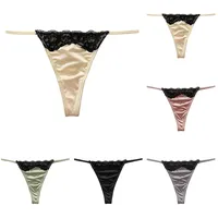 Women Sexy Satin T-back Thongs Smooth Underwear Mini G-string Soft Panties Ladies Seamless Underpant Breathable Lingerie Knicker