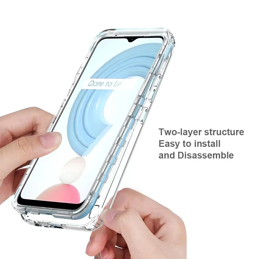 2 ni 1 360 Highly Transparent Gradient Color Case Xiaomi Redmi 10C 10A  9C Note 10 10s 11 Pro Plus 5G  10 2022 K40 Poco F3 Case