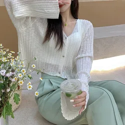Sunscreen Knitted Cardigan Thin Women's Large Size Fat MM Air Conditioning Shirt Ice Silk Small Coat Strap Skirt Outer Cover